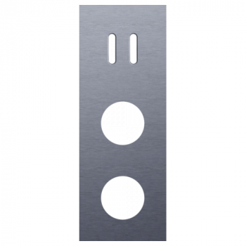 plaque de recouvrement triple verticale 71mm pour 1 fonction double commutation et pour 2 prises rocker alu blue grey brushed (code 226)