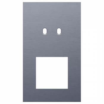 plaque de recouvrement double vertical 60 mm pour 1 fonction double commutation et 1 fonction 45 x 45 toggle alu blue grey brushed (226)