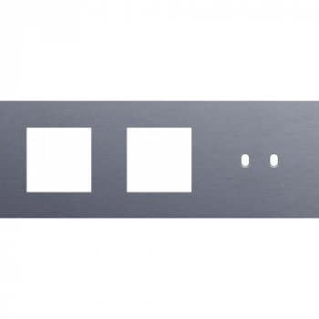 afdekplaat drievoudig horizontaal 71mm voor 2 functies 45 x 45 en 1 tweevoudig schakelfunctie toggle alu blue grey brushed (226)