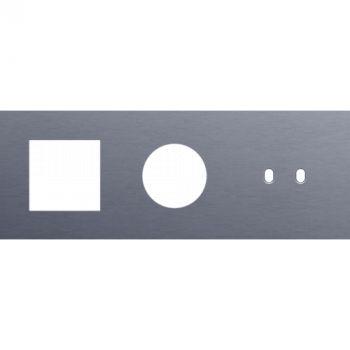 plaque de recouvrement triple horizontal 71 mm pour 1 fonction 45 x45, 1 prise, 1 fonction double commutation toggle alu blue grey brushed (226)