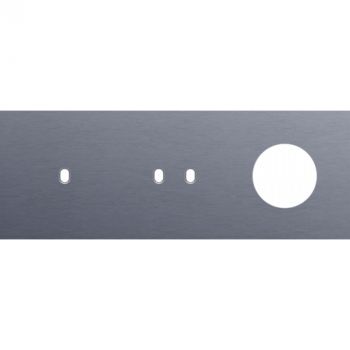 afdekplaat drievoudig horizontaal 71mm voor 1 enkelvoudig en 1 tweevoudig schakelfunctie, 1 stopcontact toggle alu blue grey brushed (226)