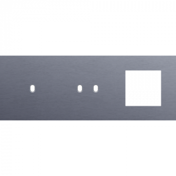 afdekplaat drievoudig horizontaal 71mm voor 1 enkelvoudig en 1 tweevoudig schakelfunctie, 1 functie 45 x 45 toggle alu blue grey brushed (226)