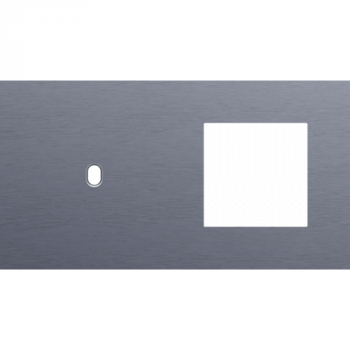 afdekplaat tweevoudig horizontaal 71 mm voor 1 enkelvoudig schakelfuncties en 1 functie 45 x 45 toggle alu blue grey brushed (226)
