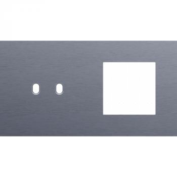 plaque de recouvrement double horizontale 71mm pour 1 fonction double commutation et 1 fonction 45 x 45 toggle alu blue grey brushed (226)