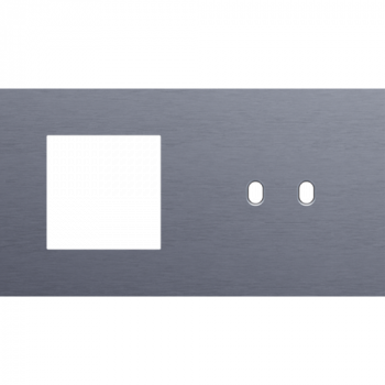 NIKO plaque de recouvrement double horizontale 71mm pour 1 fonction 45 x 45 et 1 fonction double commutation toggle alu blue grey brushed (226)