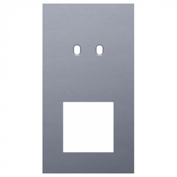 NIKO plaque de recouvrement double vertical 71mm pour 1 fonction double commutation et 1 fonction 45 x 45 toggle alu blue grey brushed (226)