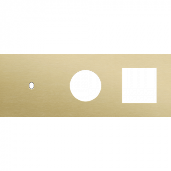 afdekplaat drievoudig horizontaal 71mm voor 1 enkelvoudig schakelfunctie, 1 stopcontact en 1 functie 45 x 45 toggle alu gold brushed (227)