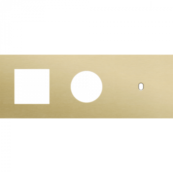 afdekplaat drievoudig horizontaal 71mm voor 1 functie 45 x 45, 1 stopcontact en 1 enkelvoudig schakelfunctie toggle alu gold brushed (227)