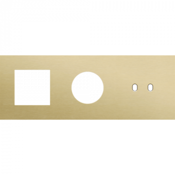 plaque de recouvrement triple horizontal 71 mm pour 1 fonction 45 x 45, 1 prise, et 1 fonction double commutation toggle alu gold brushed (227)