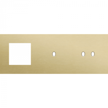 afdekplaat drievoudig horizontaal 71mm voor één functie 45 x 45, 1 enkelvoudig en 1 tweevoudig schakelfunctie toggle alu gold brushed (227)