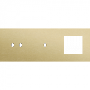 afdekplaat drievoudig horizontaal 71mm voor 1 tweevoudig en 1 enkelvoudig schakelfunctie , 1 functie 45 x 45 toggle alu gold brushed (227)