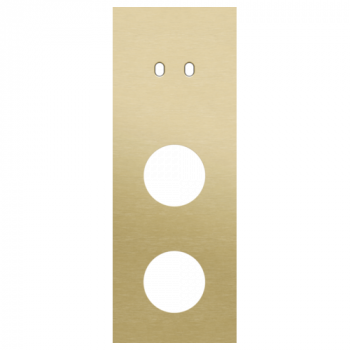 afdekplaat drievoudig verticaal 71mm voor 1 tweevoudig schakelfunctie en voor 2 stopcontacten toggle alu gold brushed (227)