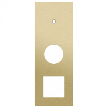 afdekplaat drievoudig verticaal 71mm voor 1 enkelvoudig schakelfunctie , 1 stopcontact en 1 functie 45 x 45 toggle alu gold brushed (227)