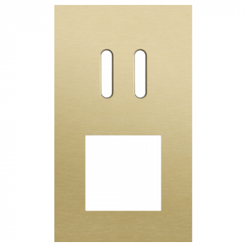 plaque de recouvrement double verticale 60mm pour 1 fonction double commutation et 1 fonction 45 x 45 rocker alu gold brushed (code 227)