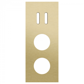 plaque de recouvrement triple verticale 60mm pour 1 fonction double commutation et pour 2 prises rocker alu gold brushed (code 227)