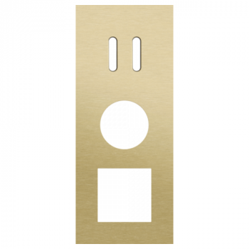 plaque de recouvrement triple verticale 60mm pour 1 fonction double commutation, 1 prise, et une fonction 45 x 45 rocker alu gold brushed (code 227)