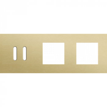 afdekplaat drievoudig horizontaal 71mm voor 1 tweevoudig schakelfunctie en 2 functies 45 x 45 rocker alu gold brushed (code 227 )