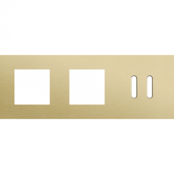 NIKO afdekplaat drievoudig horizontaal 71mm voor 2 functies 45 x 45 en 1 tweevoudig schakelfunctie rocker alu gold brushed (code 227 )
