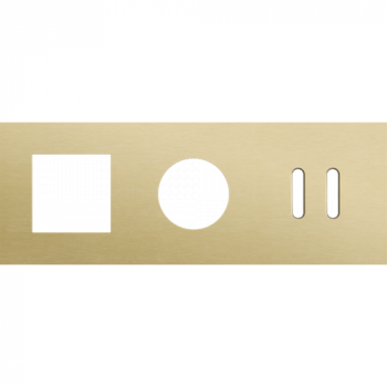 plaque de recouvrement triple horizontale 71mm pour une fonction 45 x 45, 1 prise, et 1 fonction double commutation rocker alu gold brushed (code 227)