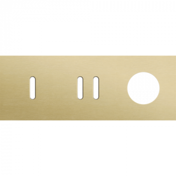 NIKO afdekplaat drievoudig horizontaal 71mm voor 1 enkelvoudig en 1 tweevoudig schakelfunctie, 1 stopcontact rocker alu gold brushed (code 227)