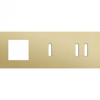 plaque de recouvrement triple horizontale 71mm pour une fonction 45 x 45, 1 fonction simple et une fonction double commutation rocker alu gold brushed (code 227)