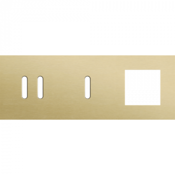 afdekplaat drievoudig horizontaal 71mm voor 1 tweevoudig en 1 enkelvoudig schakelfunctie, 1 functie 45 x 45 rocker alu gold brushed (code 227)