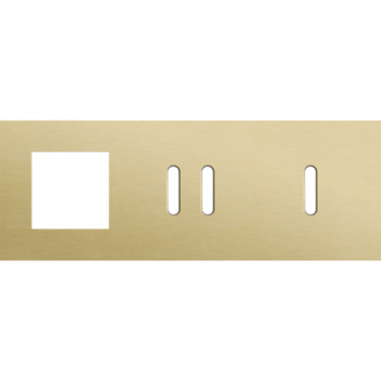 afdekplaat drievoudig horizontaal 71mm voor 1 functie 45 x 45, 1 tweevoudig en 1 enkelvoudig schakelfunctie rocker alu gold brushed (code 227)