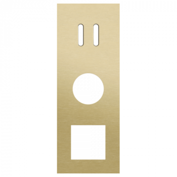 plaque de recouvrement triple verticale 71mm pour 1 fonction double commutation, 1 prise et 1 fonction 45 x 45 rocker alu gold brushed (code 227)