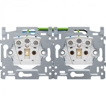 niko sokkel voor dubbel stopcontact horizontaal met penaarde /beschermingsafsluiter 28.5mm schroefklemmen