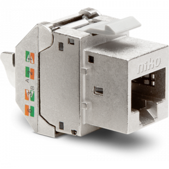niko afgeschermde rj45 connector stp cat 6 ,klaar voor poe++ ,voor band breedtes tot 250 mhz
