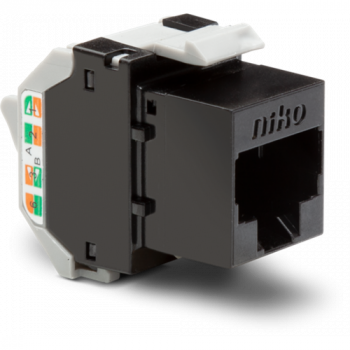 niko onafgeschermde rj45 connector utp cat 6a, klaar voor poe++, voor band breedtes tot 500 mhz