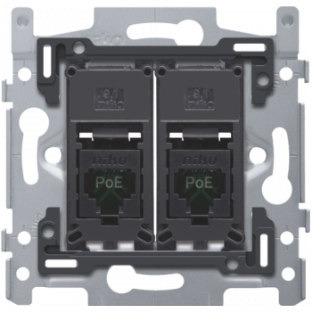 niko 2 rj45 aansluitingen utp cat 5e klaar poe++ vlak schroefbevestiging