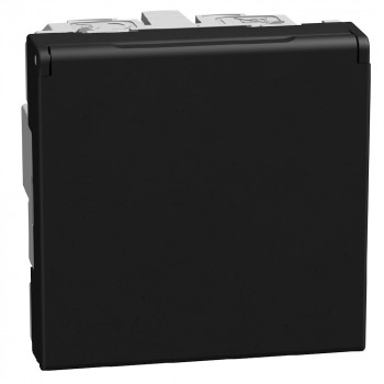 light now contactdoos 2p+a met deksel 2 modules zwart