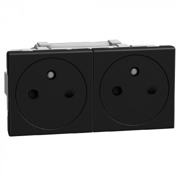 light now voorbekabeld contactdoos 2x2 p+a 4 modules zwart