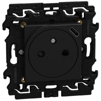 light now contactdoos 2p+a +usb-c 2 modules zwart