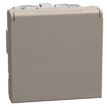 light now contactdoos 2p+a met deksel (2 modules) stone