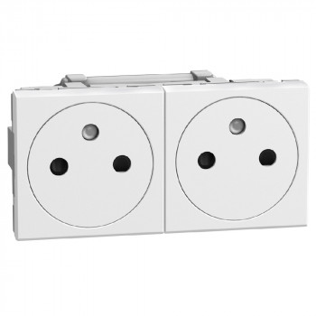 light now vlakke contactdoos 2 x 2p+a voorbekabeld 4mod wit