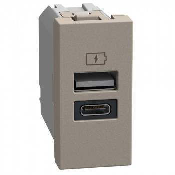 BTICINO light now usb oplader a + c 15w 1 module stone