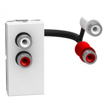 BTICINO light now dubbele rca contactdoos 1 module wit