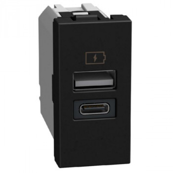BTICINO light now oplader usb a + c 15w 1 module zwart