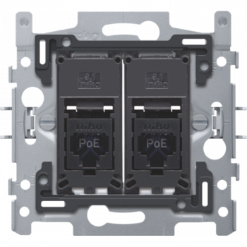 niko 2 rj45 aansluitingen utp cat 6 klaar voor poe ++,vlak, klauwbevestiging, vlak