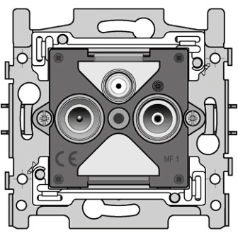 niko sokkel voor 2 enkelvoudige coaxaansluitingen voor tv en fm en satellietaansluiting klaubevestiging